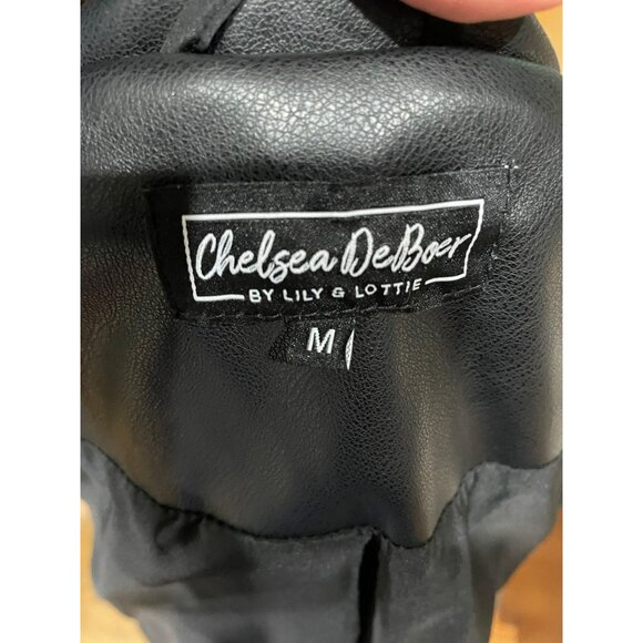 Chelsea DeBoer By Lily & Lottie Black Quilted Faux Leather Jacket M Stylish Oute - Picture 5 of 8